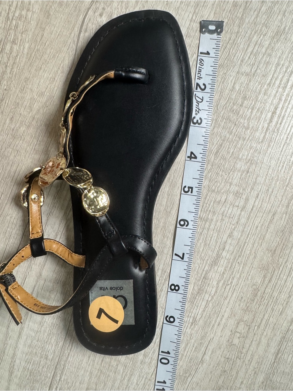 Dolce Vita Black Sandals with Gold Coin Embellishments - Picture 7 of 7